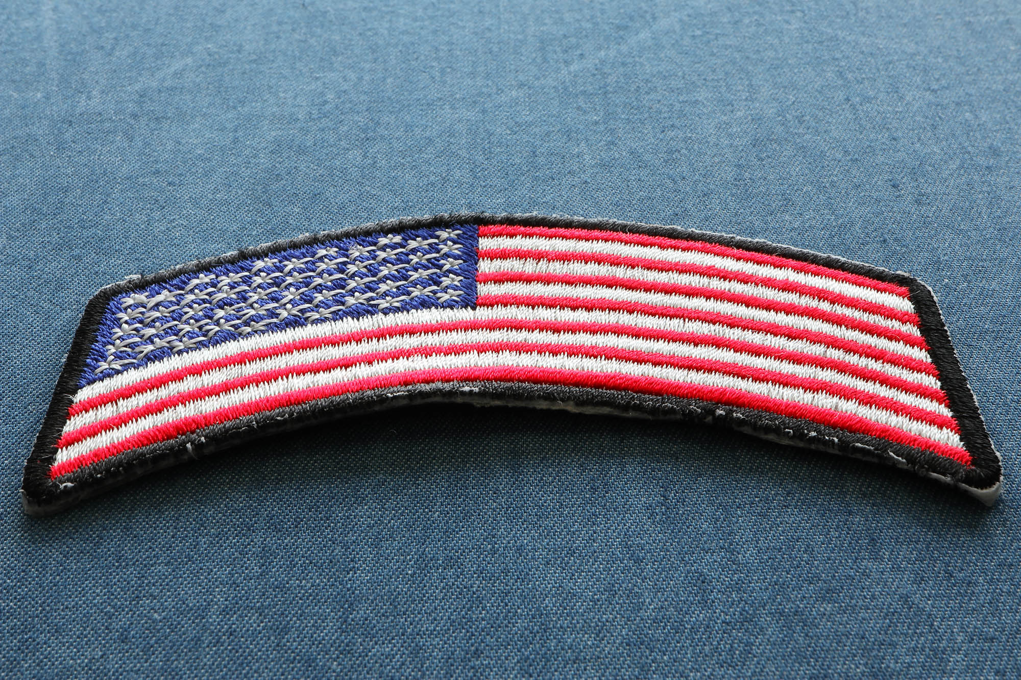 thumbnail image 2 of Reflective American Flag Embroidered Patch – 4 Inch, Iron-On, Rocker Style 2 of 4